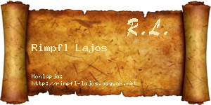 Rimpfl Lajos névjegykártya